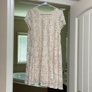 Altar’d State cream lace with itch gold sequins